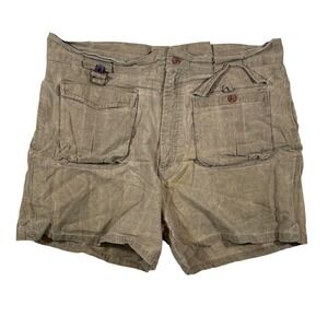 VTG Terramar Cargo Shorts Mens 34 Tan Gorpcore Hiking Utility Canvas Safari